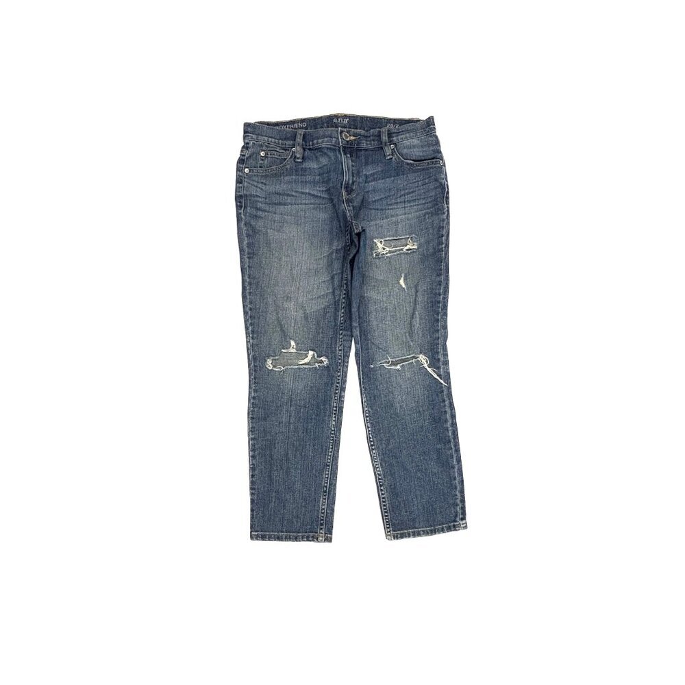 Ana Skinny Boyfriend Distressed Women's size 2 Dark Wash Blue Denim jeans